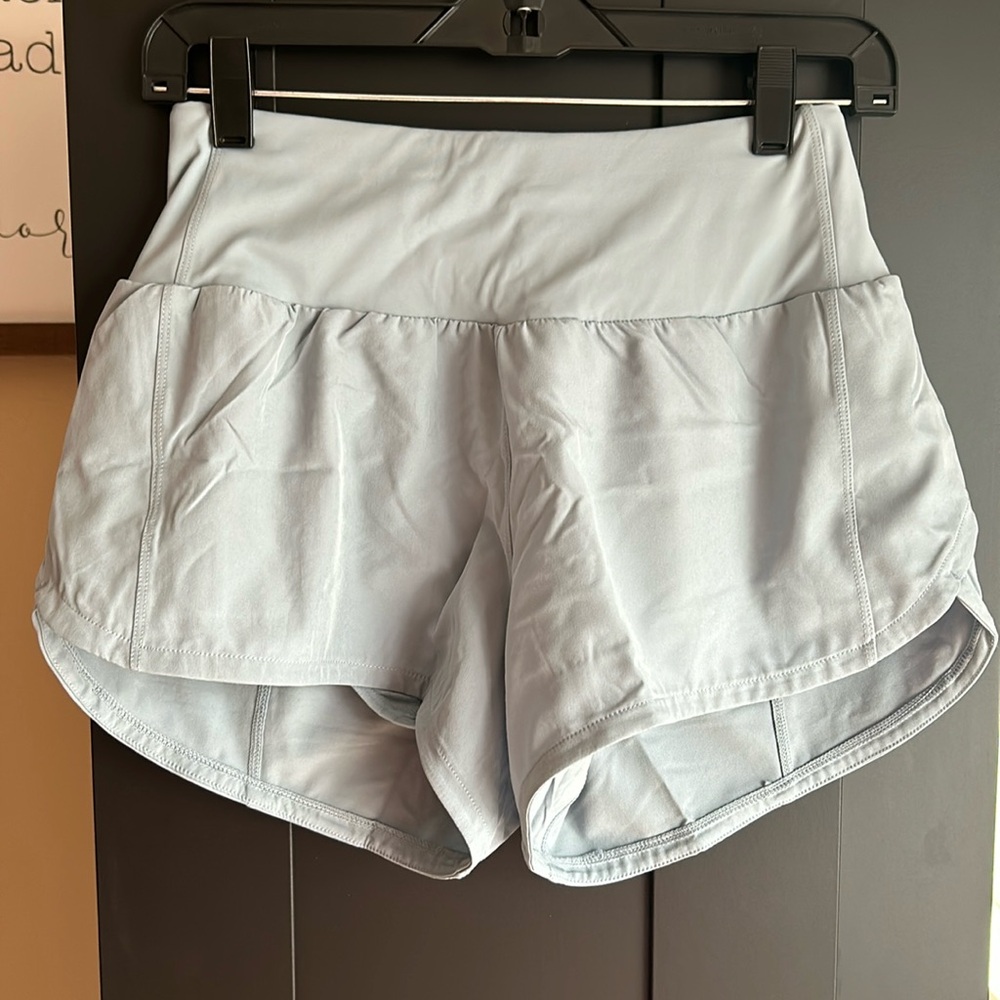 The Gym People Women’s high waisted running Shorts. Gray-XS